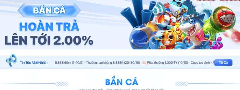Sảnh game bắn cá với giao diện và hình ảnh sinh động